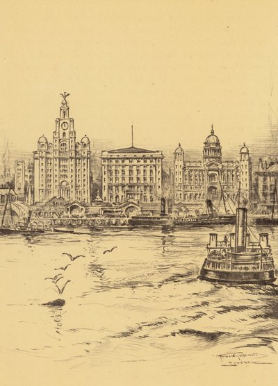 Liverpool, The New Water Front (litografia) autorstwa Frank Greenwood