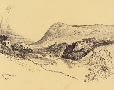 Ribblesdale i Pendle Hill (litografia) autorstwa Frank Greenwood