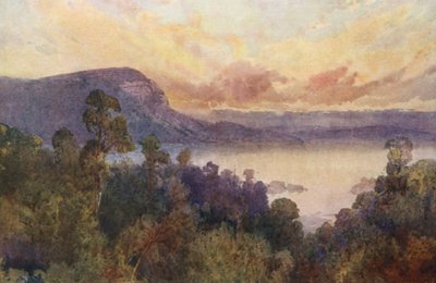 Nowa Zelandia: Jezioro Waikare-Moana (kolorowa litografia) autorstwa Frank H Wright