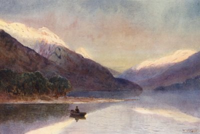Nowa Zelandia: Północny Fiord, Jezioro Te-Anau (kolorowa litografia) autorstwa Frank H Wright