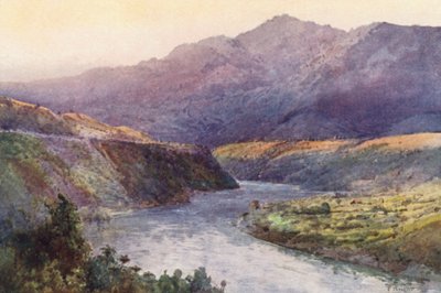 Nowa Zelandia: Na górnym Wanganui (kolorowa litografia) autorstwa Frank H Wright