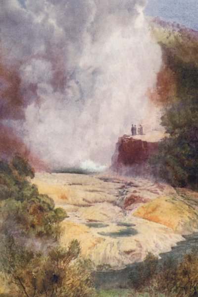 Nowa Zelandia: The Champagne Cauldron (kolorowa litografia) autorstwa Frank H Wright