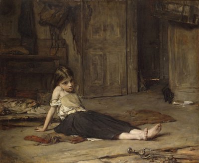 Dziewczyna przy kominku, 1867 autorstwa Frank Holl