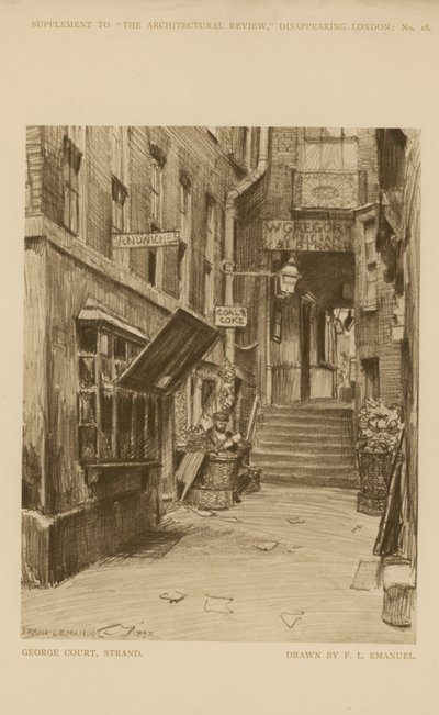 George Court on the Strand (grawerunek) autorstwa Frank Lewis Emanuel