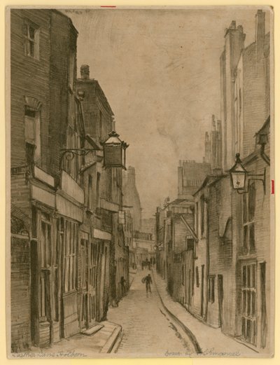 Szkic Leather Lane, Holborn, Londyn (grawerowanie) autorstwa Frank Lewis Emanuel