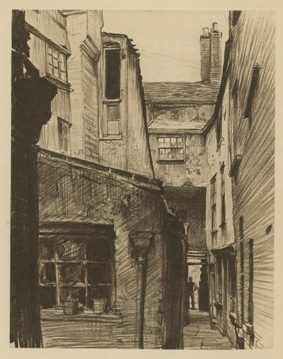 Stary koń i pan młody, tył Holborn Above Bars, Londyn (akwaforta) autorstwa Frank Lewis Emanuel