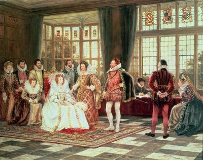 Królowa Elżbieta I (1533-1603) na dworze autorstwa Frank Moss Bennett