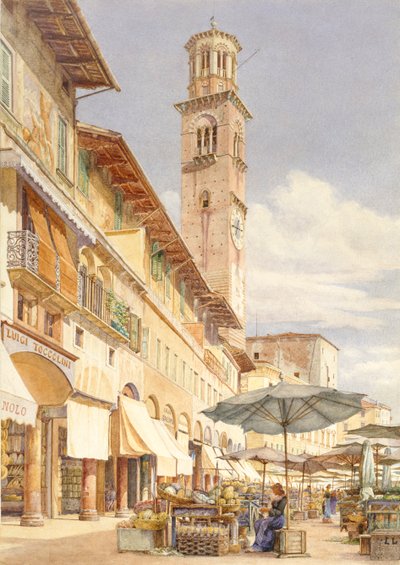 Piazza delle Erbe, Werona, czerwiec - wrzesień 1884 autorstwa Frank Randal