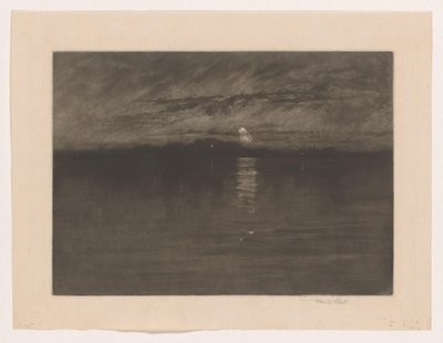 Nocny krajobraz z jeziorem Kiedy zmęczony księżyc słabł, Dort autorstwa Frank Short (signed by artist)