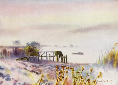 Norfolk Broads: Frosty Sunrise na Ormesby Broad (kolor lito) autorstwa Frank Southgate