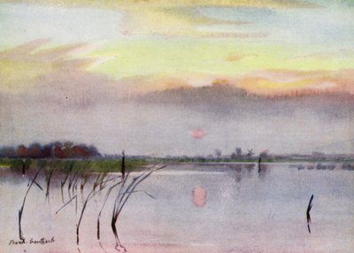 Norfolk Broads: Sunset, Heigham Sounds (kolor lito) autorstwa Frank Southgate
