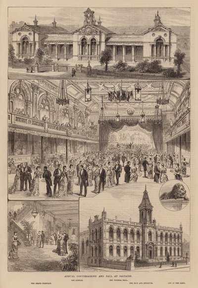 Doroczna rozmowa i bal w Saltaire, Yorkshire (grawerunek) autorstwa Frank Watkins