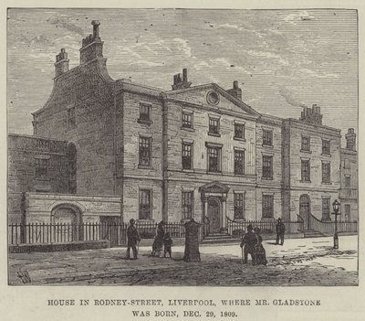 Dom przy Rodney-Street w Liverpoolu, gdzie urodził się pan Gladstone, 29 grudnia 1809 r. autorstwa Frank Watkins