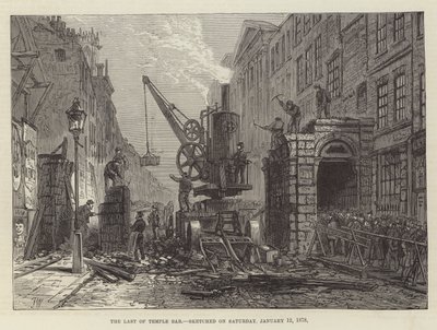 The Last of Temple Bar, naszkicowany w sobotę 12 stycznia 1878 r. autorstwa Frank Watkins