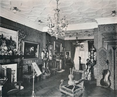 Sala muzyczna, Dom Kapitana Harveysa, Hampstead, ok. 1903 r. autorstwa Frank William Brookman