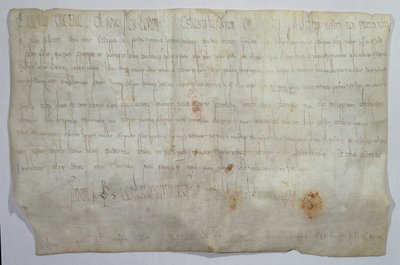 Dokument podpisany przez cesarza Karola Wielkiego (742-814) z jego monogramem (welin) autorstwa Frankish School
