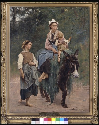 Włoska rodzina chłopska, data nieznana (olej na płótnie) autorstwa François Alfred Delobbe