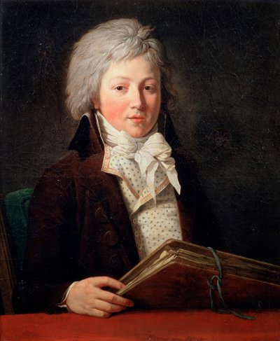Portret młodego mężczyzny trzymającego teczkę z rysunkami, 1791. autorstwa François André Vincent