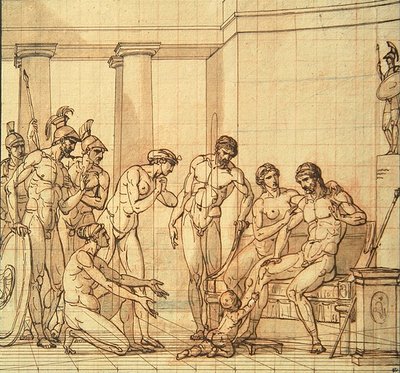 Niemowlę Pyrrhus przed Glaucias autorstwa François André Vincent
