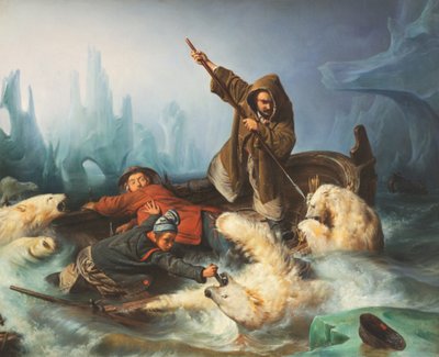 Walczące niedźwiedzie polarne, 1839. autorstwa François August Biard