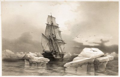 Corvette „La Recherche” w pobliżu Wyspy Niedźwiedziej 7 sierpnia autorstwa François Auguste Biard