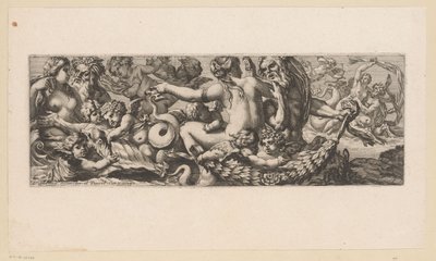 Triumf Met Galatei z Nereidami, Satyrami i Putti Mitologiczne postacie nad wodą (tytuł serii) autorstwa François Bignon (attributed to)