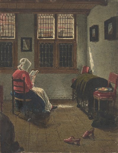 Kobieta czytająca według Pietera Janssensa Elingi, 1846-47. autorstwa François Bonvin