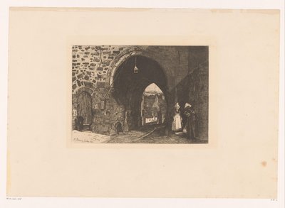 Gezicht op de Porte de St. Malo te Dinan Dziesięć akwafort, rysowanych i grawerowanych przez malarza F. Bonvina (tytuł serii) autorstwa François Bonvin