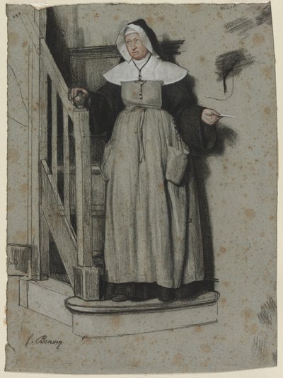 List o przyjęciu, Wnętrze klasztoru, ok. godz. 1867. autorstwa François Bonvin