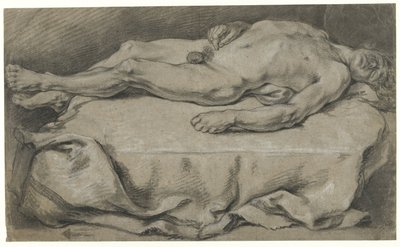 Anatomiczne studium leżącej nagości męskiej autorstwa François Boucher (manner of)