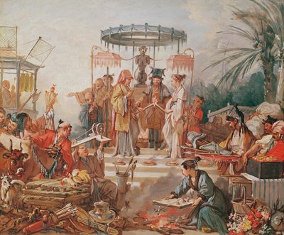 Chińskie małżeństwo, studium do karykatury gobelinowej, ok. 1742 r. autorstwa François Boucher