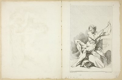 Akt akademicki (recto i verso), z drugiej księgi figur akademickich częściowo rytowany przez profesorów Akademii Królewskiej autorstwa François Boucher