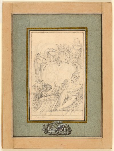 Ekslibris herbowy dla Crozata, barona de Thiers autorstwa François Boucher