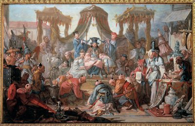 Audiencja cesarza Chin Poddani padają na twarz przed cesarzem. Obraz Francois Boucher autorstwa François Boucher
