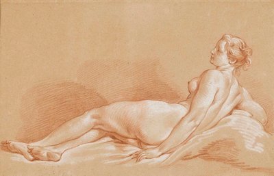 Boucher - Młoda kobieta w pozycji leżącej autorstwa François Boucher