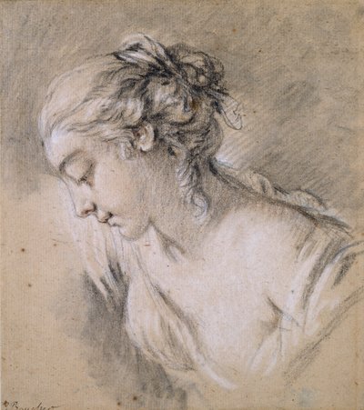 Popiersie dziewczyny z profilu po lewej stronie, połowa XVIII wieku autorstwa François Boucher