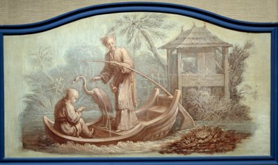 Chinoiserie: Scena połowu ryb w Chinach. Rysunki Front de porte autorstwa Francois Boucher (1703-1770) autorstwa François Boucher