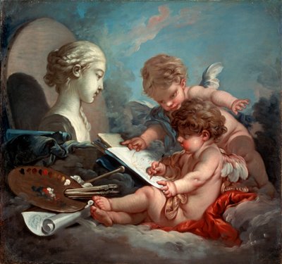 Amorki, alegoria malarstwa, lata 60. XVIII w. autorstwa François Boucher