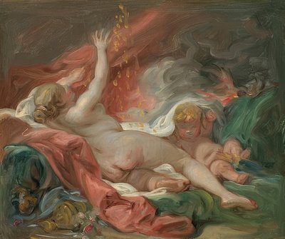 Danaë (Studium). Około 1760 r. autorstwa François Boucher