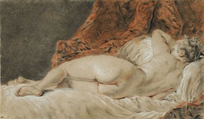Kobieta leżąca widziana od tyłu, zwana Snem, ok. 1720 r. autorstwa François Boucher