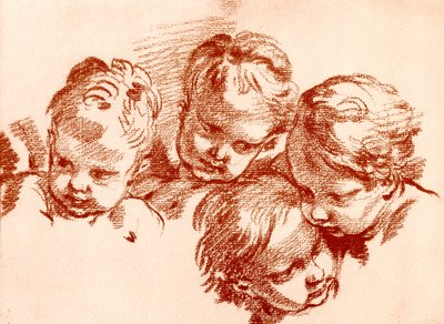 Cztery badania głów dzieci autorstwa François Boucher