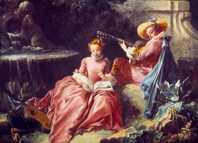 Lekcja muzyki Malarstwo Francois Bouchera (1703-1770). 18 wiek. Paryż. Muzeum koniaku Jay autorstwa François Boucher