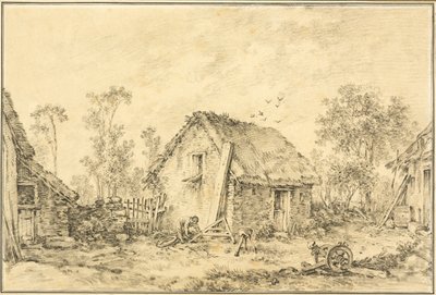 Krajobraz z rustykalnym domkiem autorstwa François Boucher