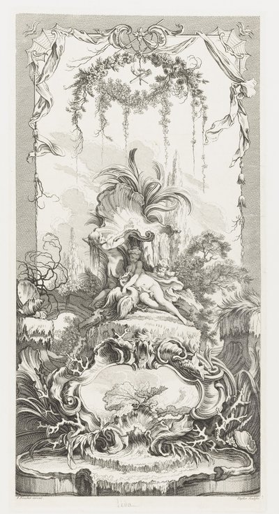 Léda w Nowe koncepcje ekranów [Morceaux pour des paravents] autorstwa François Boucher