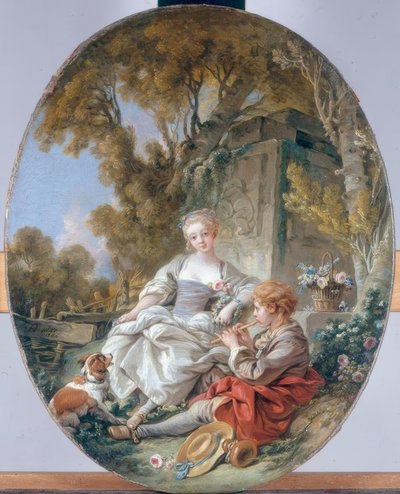 Gracz flageolet autorstwa François Boucher