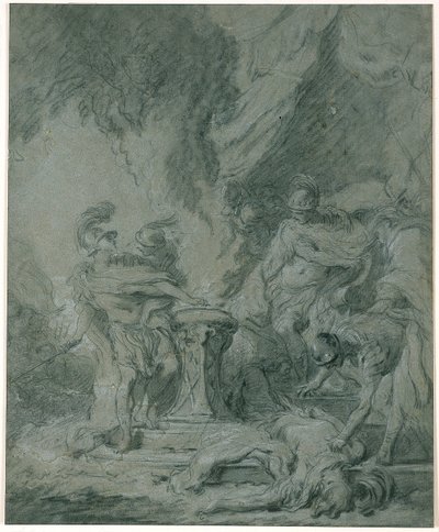 Mucius Scaevola wkłada rękę do ognia autorstwa François Boucher