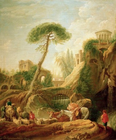 Fantastyczny krajobraz w pobliżu Tivoli autorstwa François Boucher