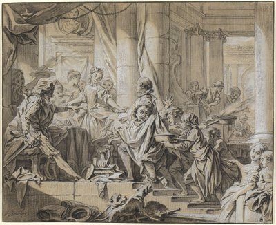 Sancho ucieka przed sługami księcia autorstwa François Boucher