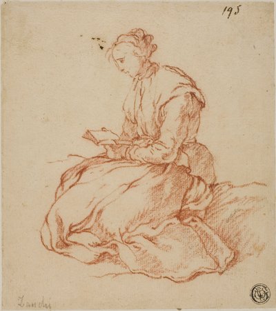 Siedząca kobieta czytająca autorstwa François Boucher