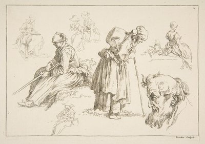 Arkusz szkiców, 1753. autorstwa François Boucher